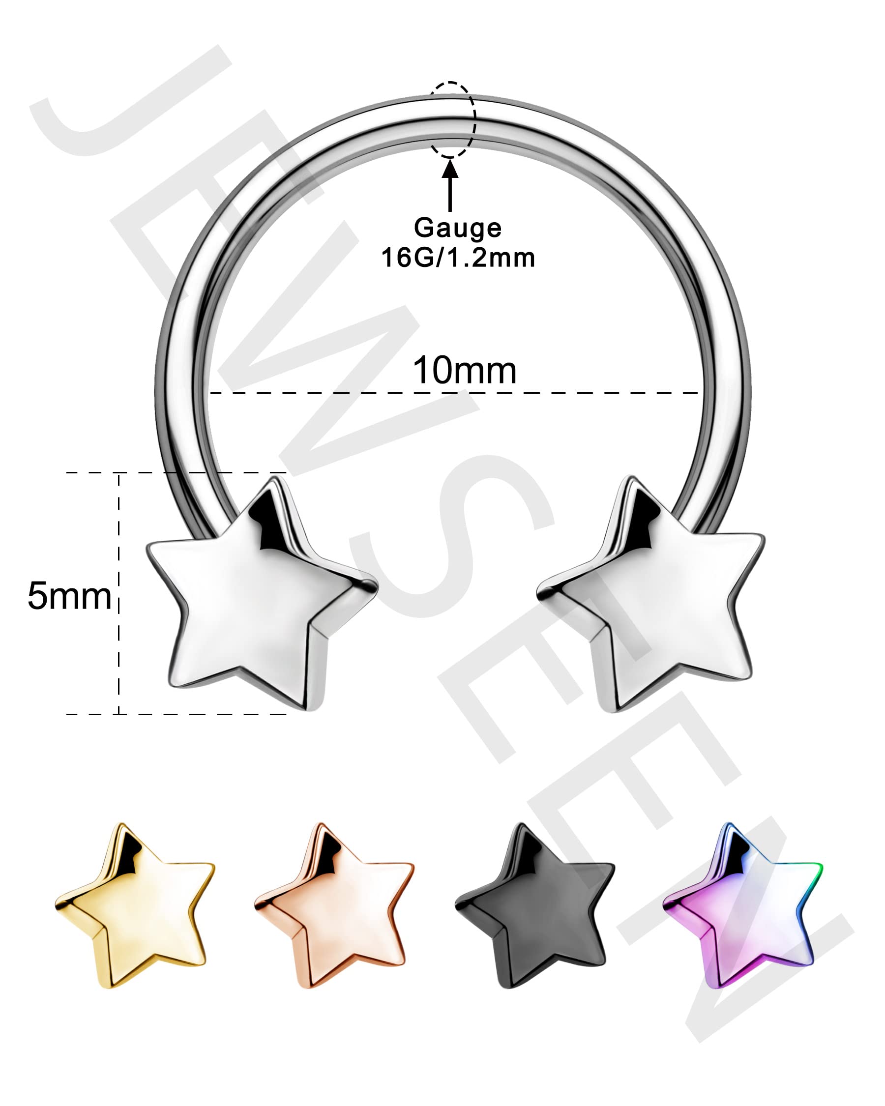 Jewseen 16g Septum Ring Star Septum Jewelry Cartilage Earring Hoop Helix Piercing Jewelry Surgical Steel Tragus Earrings Daith Earrings Nose Ring Hoop for Women and Men