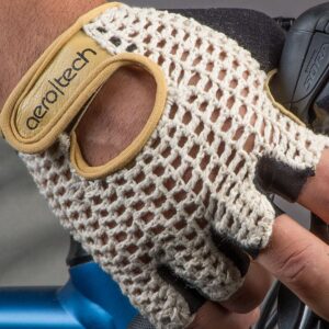 AERO|TECH|DESIGNS | Crochet Cycling Gloves | Extra Thick Gel Padded Palms | Medium | Black