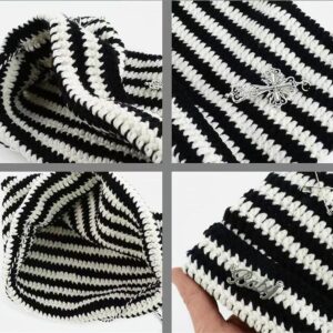 AONUOWE Grunge Beanies Crochet Knitted Hats for Women Girls Fox Cat Ear Goth Emo Alt Y2K Accessories Grunge Clothes (One Size,Grey)