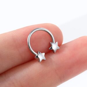 Jewseen 16g Septum Ring Star Septum Jewelry Cartilage Earring Hoop Helix Piercing Jewelry Surgical Steel Tragus Earrings Daith Earrings Nose Ring Hoop for Women and Men