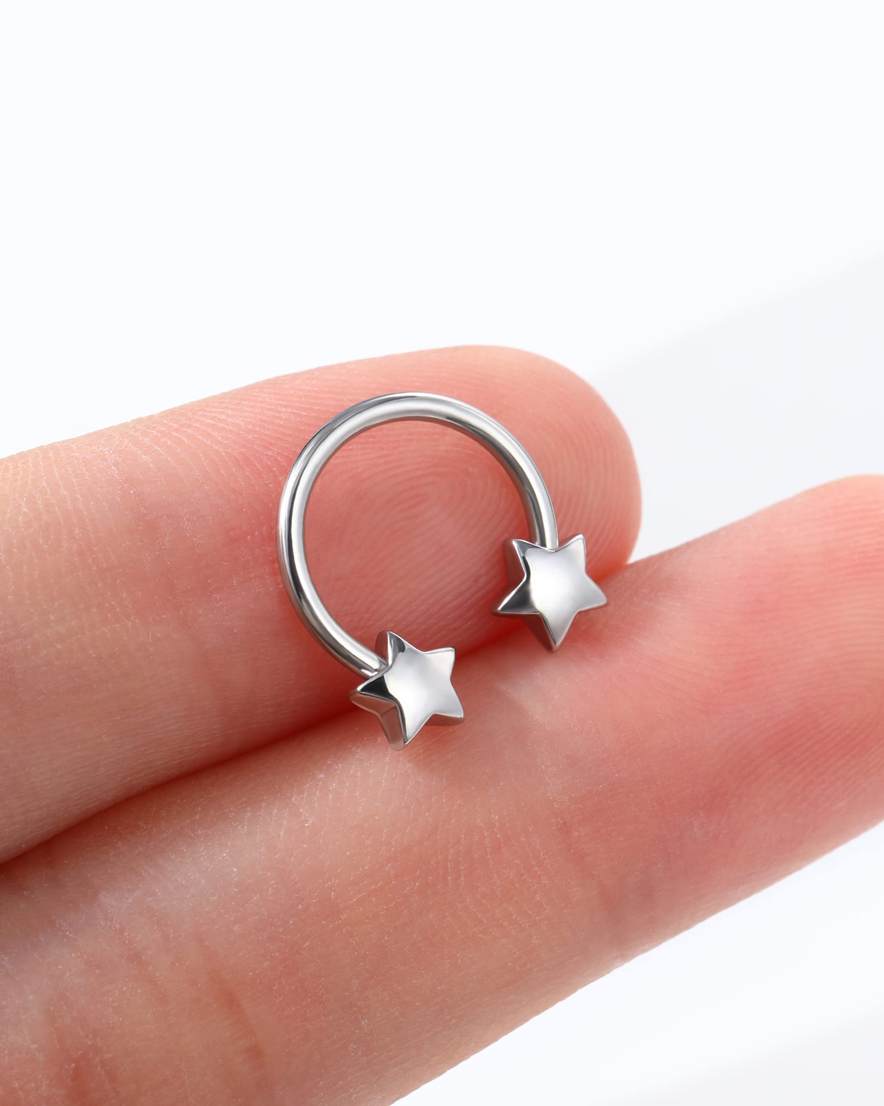 Jewseen 16g Septum Ring Star Septum Jewelry Cartilage Earring Hoop Helix Piercing Jewelry Surgical Steel Tragus Earrings Daith Earrings Nose Ring Hoop for Women and Men