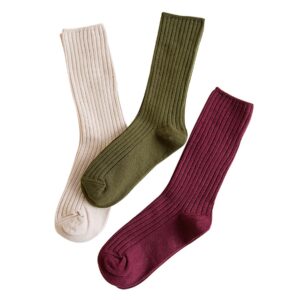 Riccess 10 Pairs of Comfortable Fashion Athletic Socks for Women, Solid Color, Above Ankle Crew Stretch Socks for Girls