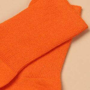 SHENHE Women's Ribbed Knit Cushioned Athletic Running Mid Calf Crew Socks Neon Orange One Size