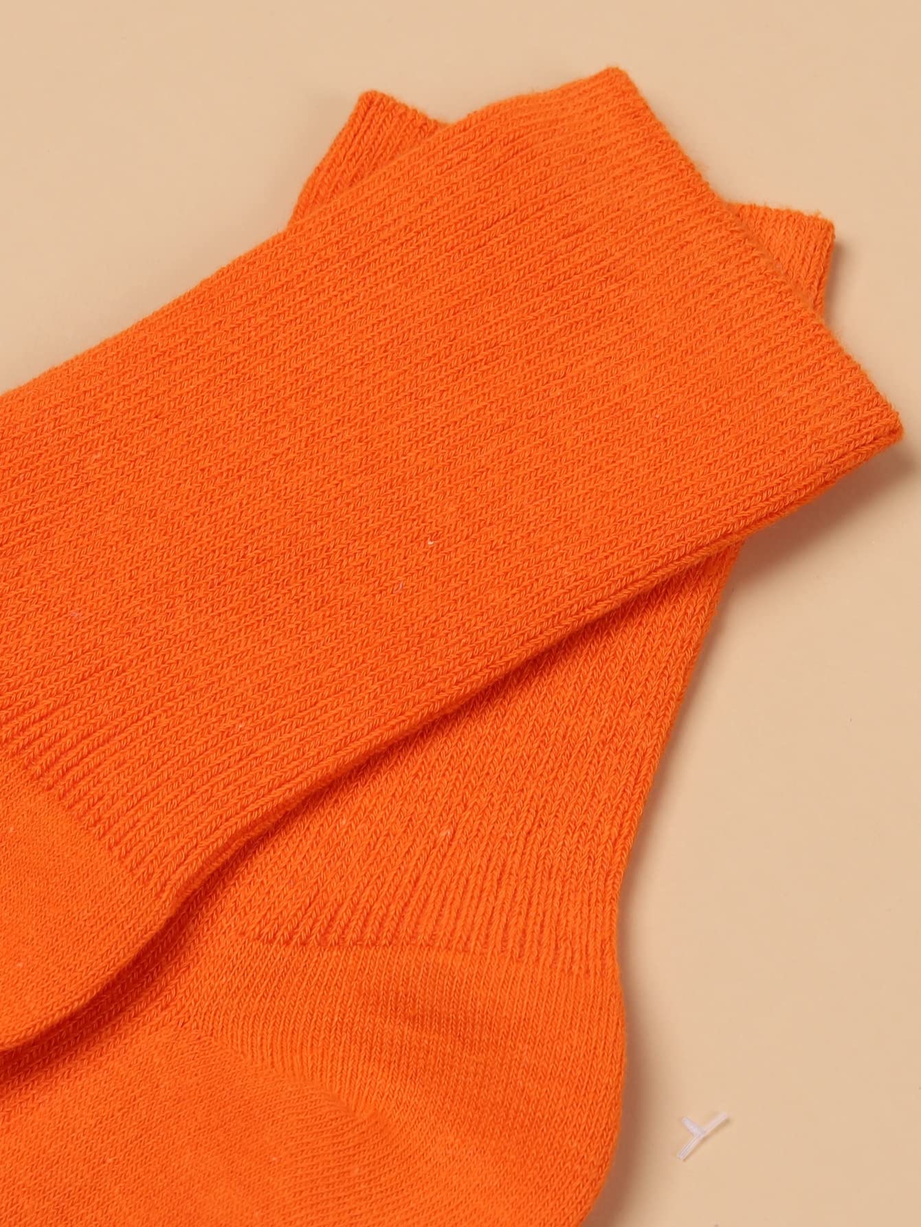 SHENHE Women's Ribbed Knit Cushioned Athletic Running Mid Calf Crew Socks Neon Orange One Size