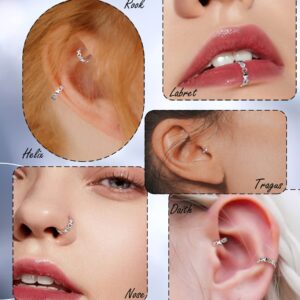 OUFER 16G Helix Earring Hoops, 316L Stainless Steel Helix Piercing Jewelry, Heart-Shaped Design Cartilage Earrings, Conch Daith Lobe Piercing Jewelry For Women And Men-10MM