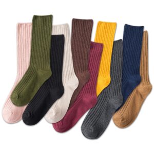 riccess 10 pairs of comfortable fashion athletic socks for women, solid color, above ankle crew stretch socks for girls