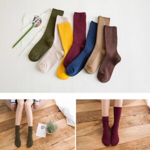 Riccess 10 Pairs of Comfortable Fashion Athletic Socks for Women, Solid Color, Above Ankle Crew Stretch Socks for Girls