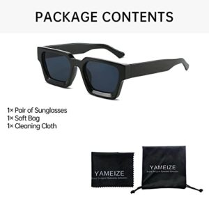 YAMEIZE Thick Frame Square Sunglasses - Trendy Chunky Rectangle Sun Glasses for Women Men UV400 Protection