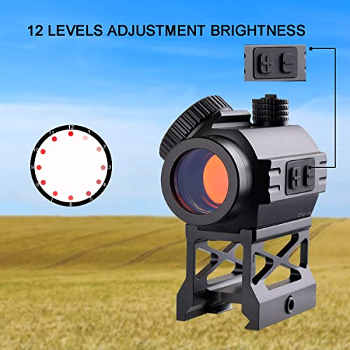 CTOPTIC Red Dot Sight 1x20mm Compact Red Dot Optics with Low Profile and Absolute Co-Witness Mount Lens Covers Powered Auto On & Off