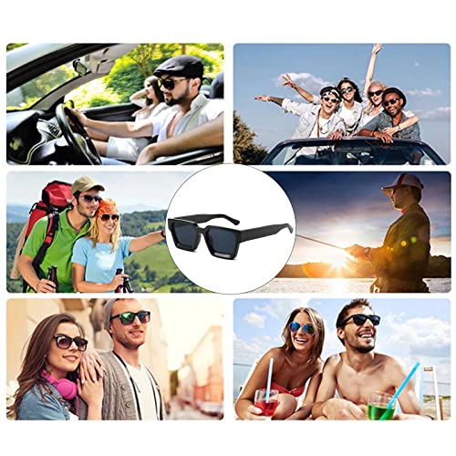 YAMEIZE Thick Frame Square Sunglasses - Trendy Chunky Rectangle Sun Glasses for Women Men UV400 Protection