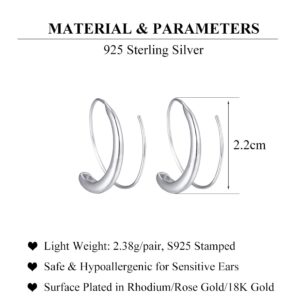 SLUYNZ 925 Sterling Silver Wire Threader Drop Earrings Hoop for Women 2.2CM Hoop Earrings Pull Through Earrings (A-Silver)