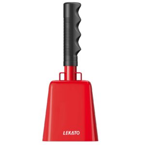 8’’ Steel Cow Bell, LEKATO Noise Makers Cowbell with Handle, for Sport Events Cheering Hand Bell for Football Games,Party, Concert, Graduations, School, Farm Ranch(Red)