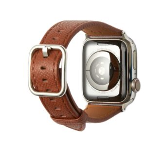 sonamu new york | epsom/barenia/goat leather band with square buckle (epsom leather - caramel brown, 40/38mm)