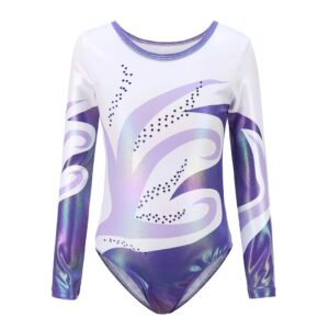 hotfiary girls gymnastics leotards shiny diamond sleeveless/long sleeve ballet dance unitard one piece outfit for gymnastic