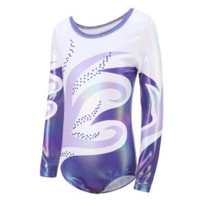 Hotfiary Girls Gymnastics Leotards Shiny Diamond Sleeveless/Long Sleeve Ballet Dance Unitard One Piece Outfit for Gymnastic