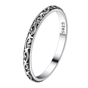 Suplight Womens Rings 925 Sterling Silver Celtic Knot Rings Wedding Band Ring Size 11