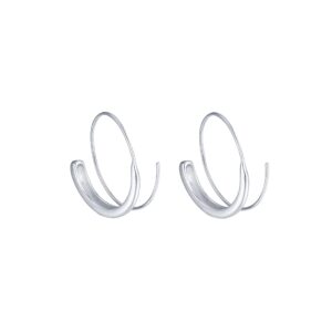 sluynz 925 sterling silver wire threader drop earrings hoop for women 2.2cm hoop earrings pull through earrings (a-silver)