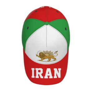 Emblem of Iran Lion and Sun Flag Baseball Cap Full Print Adult Men Hat Patriotism Supporter Soccer Caps