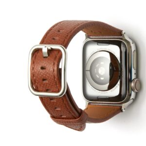 SONAMU New York | Epsom/Barenia/Goat Leather Band with Square Buckle (Epsom Leather - Caramel Brown, 40/38mm)