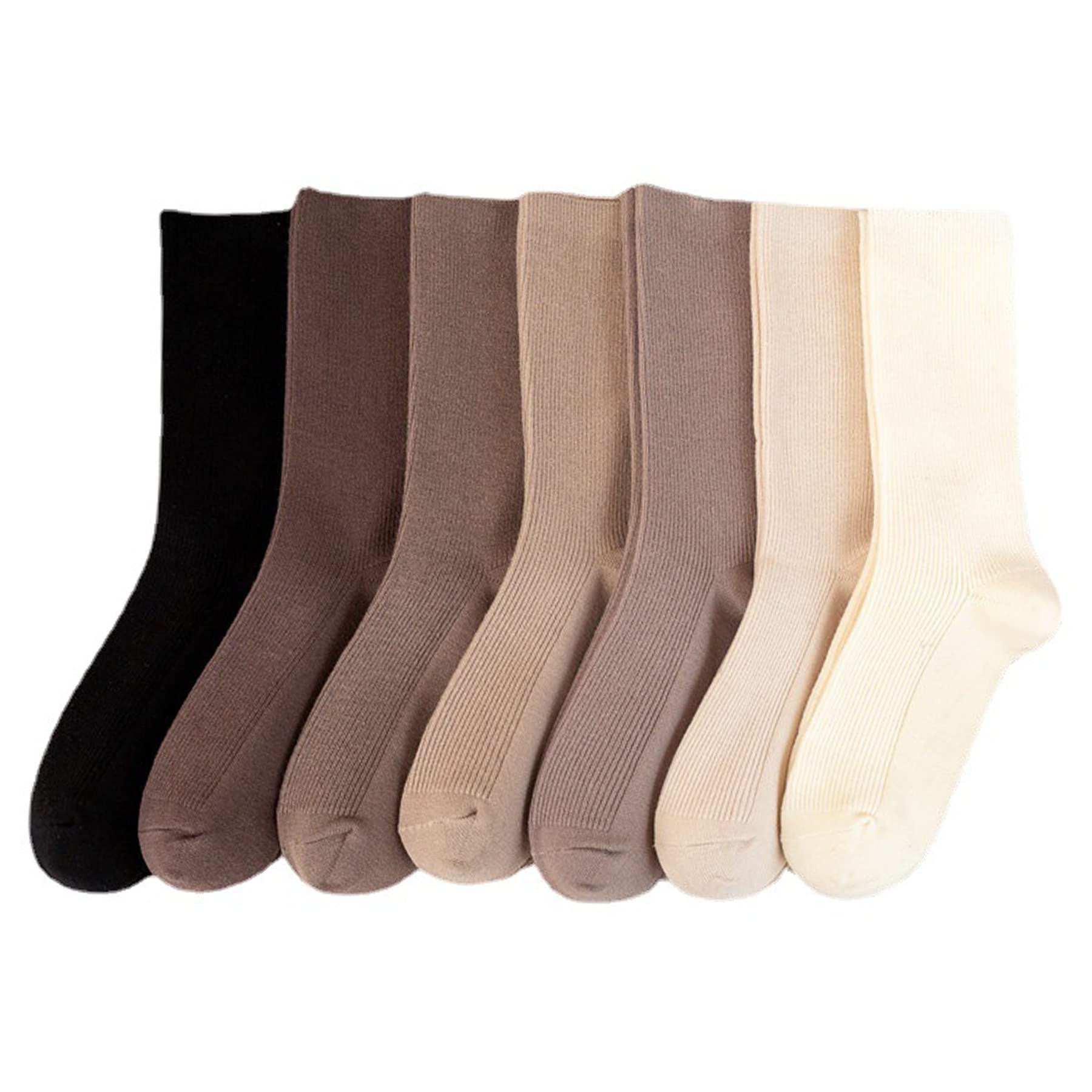 Riccess 7 Pairs of Comfortable Fashion Wool Socks for Girls, Athletic Soft Socks for Women, Above Ankle Crew Stretch Neutral Socks for All Season