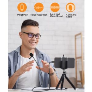 Professional lavalier Microphone for iPhone, Condenser Microphone for Phone Recording and Video Recording, lavalier Microphone for YouTube, interviews, Meetings, and with iPhone/iPad/iPod