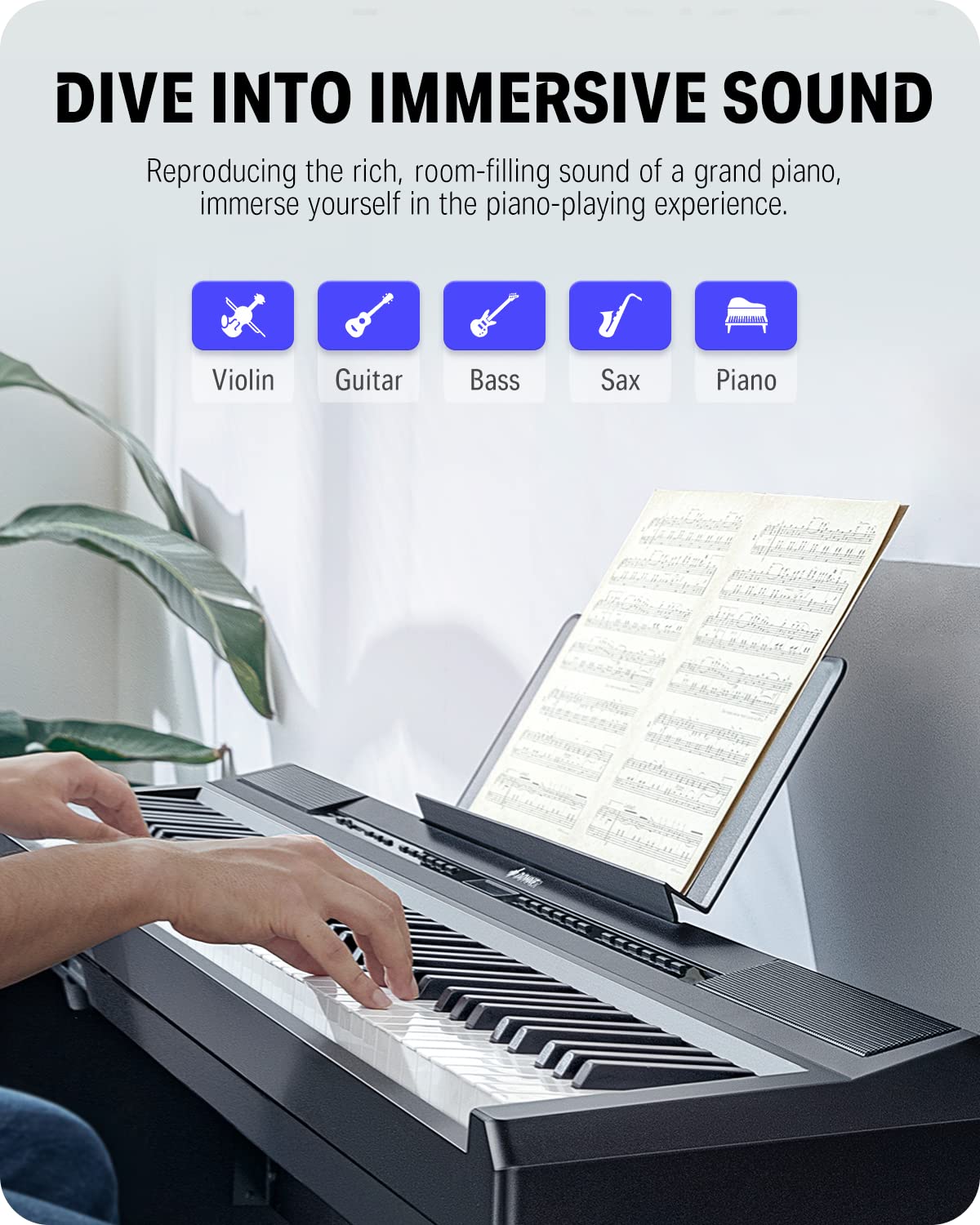 Donner DEP-20 Beginner Digital Piano + Donner Duet Piano Bench