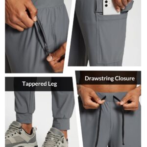 BALEAF Men's Lightweight Joggers Quick Dry Cargo Pants UPF 50+ Stretch Jogger Pants Hiking Outdoor Running Track Workout Grey L