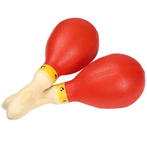 Maracas, Large Size 10 Inch, Rumba Shaker Rattle Hand Percussion Musical Instrument for Adults Kids, Red, Set of 2