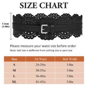 XZQTIVE Wide Leather Belts For Women Obi Belt For Dresses Sweater Vintage Ladies Waist Belts Black