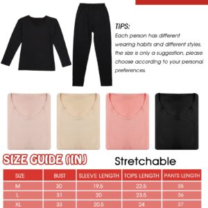 Taiyin 4 Pieces Fleece Lined Thermal Underwear Set for Women Long Johns Base Layer Winter Cold Weather Soft Warm Top Bottom (X-Large)