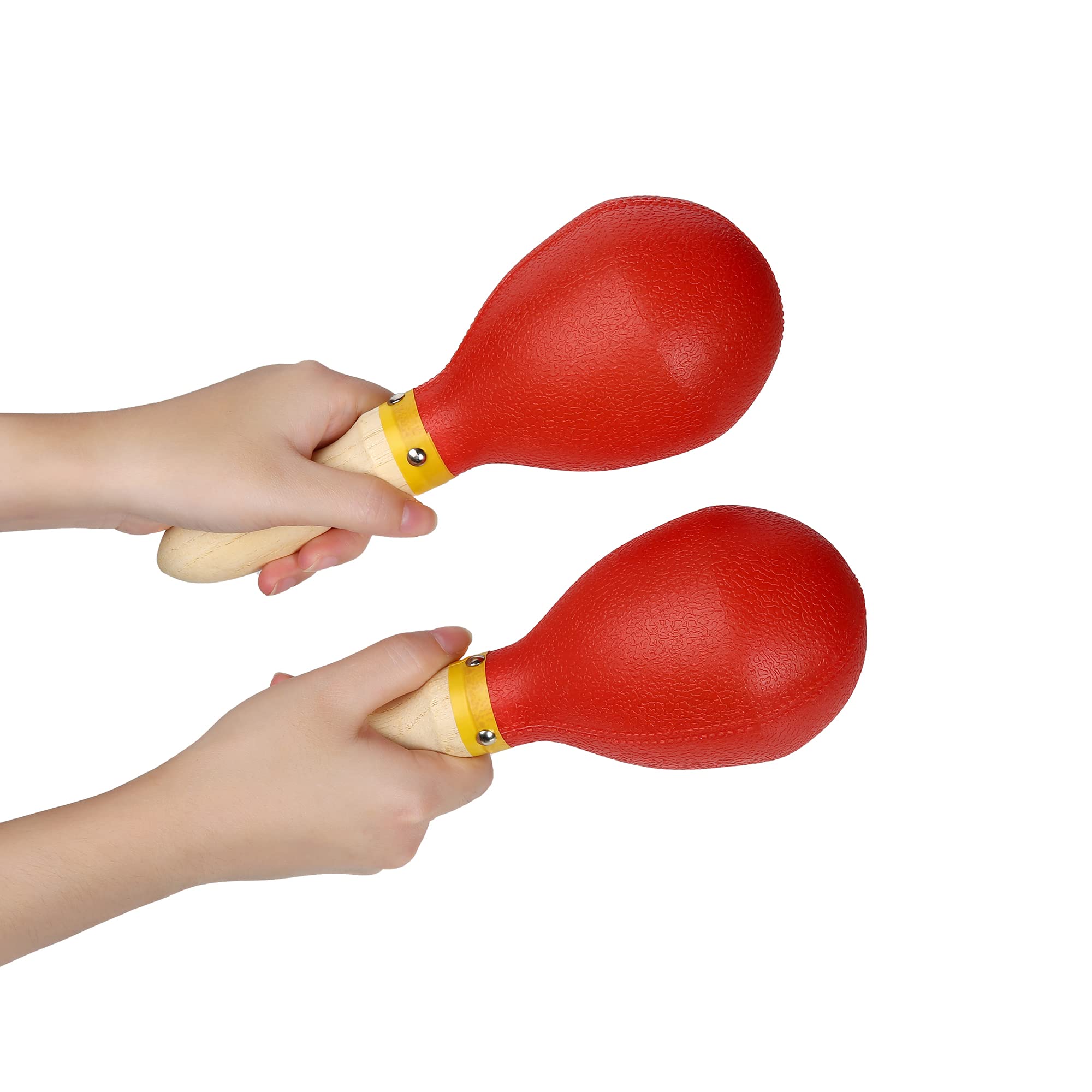 Maracas, Large Size 10 Inch, Rumba Shaker Rattle Hand Percussion Musical Instrument for Adults Kids, Red, Set of 2