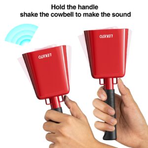 8’’ Steel Cow Bell, LEKATO Noise Makers Cowbell with Handle, for Sport Events Cheering Hand Bell for Football Games,Party, Concert, Graduations, School, Farm Ranch(Red)