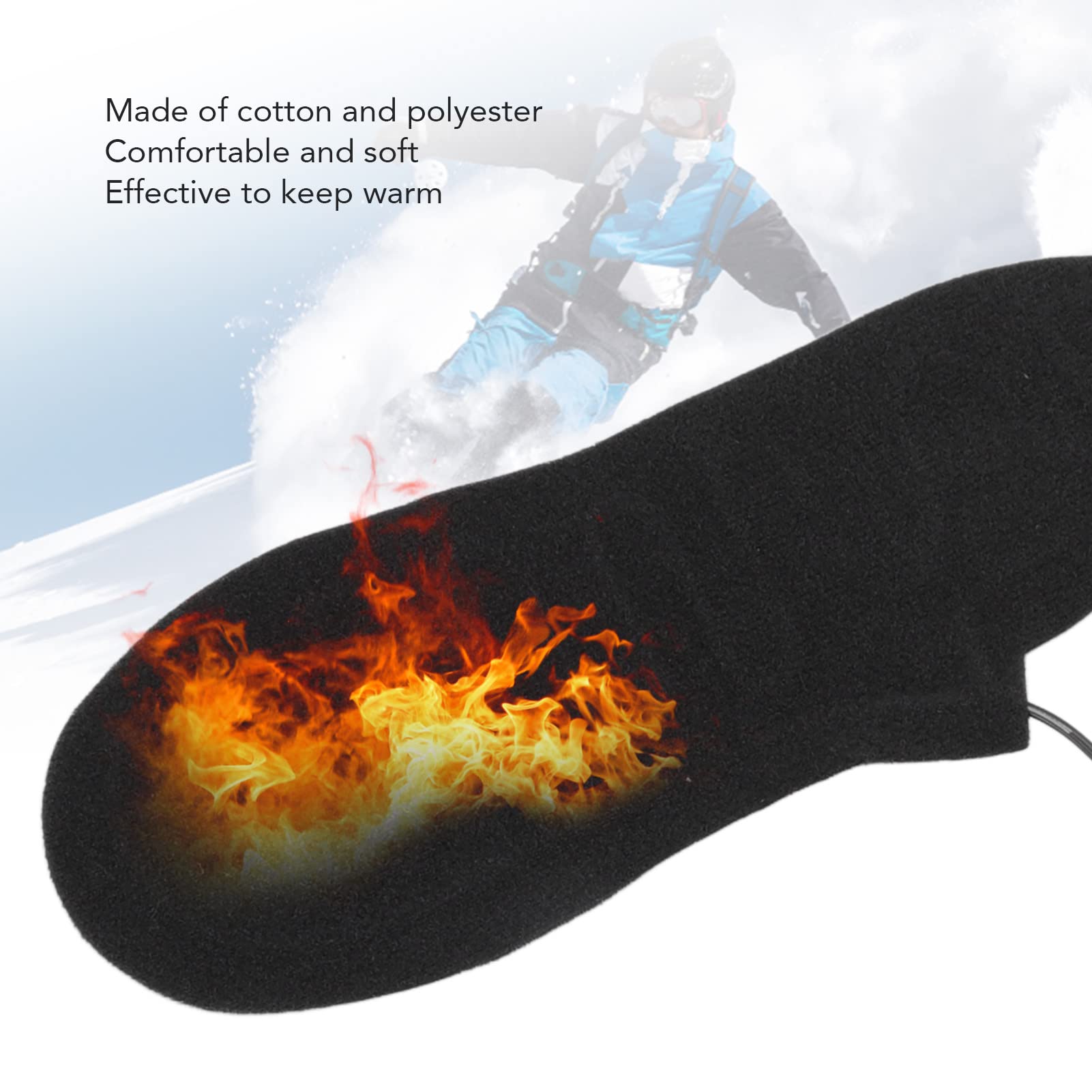 Buachois 4 Pcs Heated Socks,Electric Heated Insoles Foot Warmers USB Rechargeable,Battery Heated Socks,Winter Foot Warmer Socks for Skiing, Hiking, Cycling, Camping, Hunting, Fishing