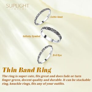 Suplight Womens Rings 925 Sterling Silver Celtic Knot Rings Wedding Band Ring Size 11