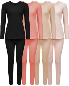 taiyin 4 pieces fleece lined thermal underwear set for women long johns base layer winter cold weather soft warm top bottom (x-large)