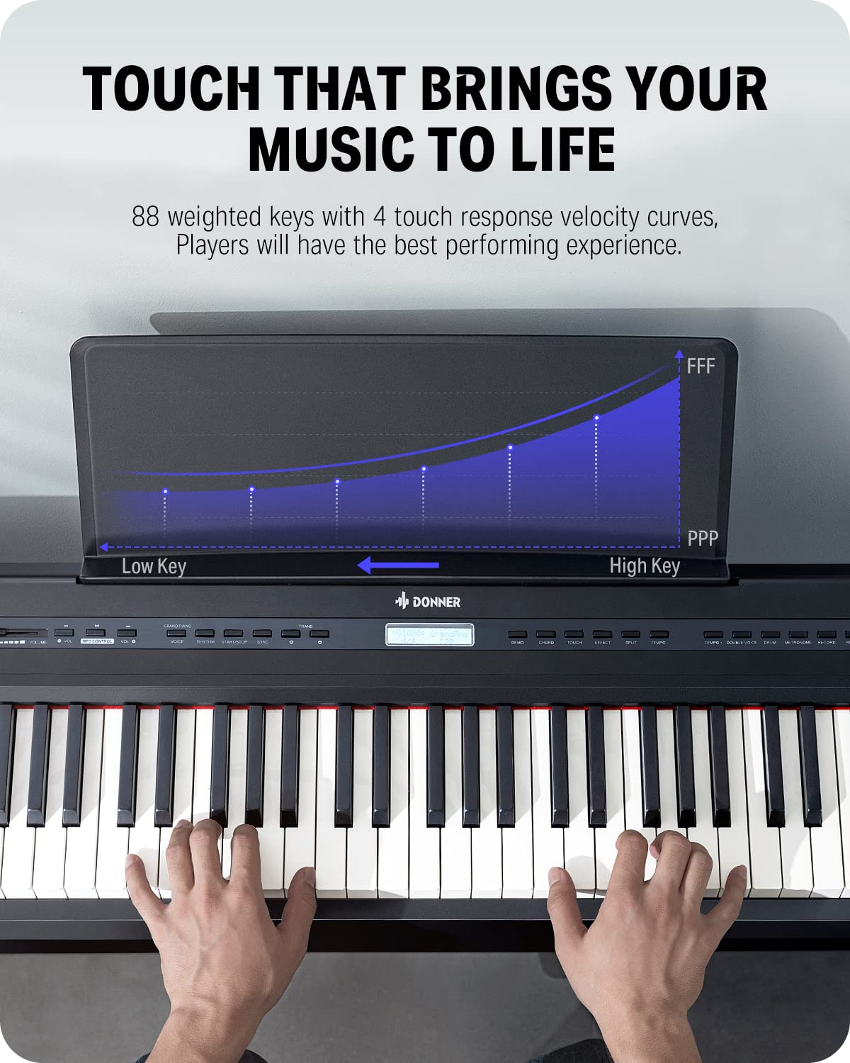 Donner DEP-20 Beginner Digital Piano + Donner Duet Piano Bench