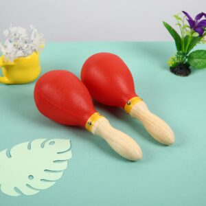 Maracas, Large Size 10 Inch, Rumba Shaker Rattle Hand Percussion Musical Instrument for Adults Kids, Red, Set of 2