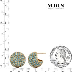 M.DUN - Disco Ball Earrings 925 Stering Silver Post 18K Gold Plated CZ Micro Pave Dainty Round Gold Stud Huggie earrings for Women (YG_turqu_large)