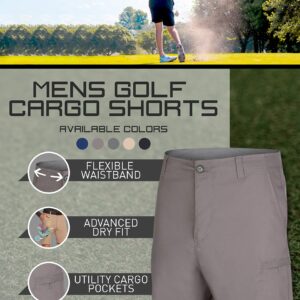 Cargo Golf Shorts for Men - Dry Fit, Large Pockets, Lightweight, Moisture Wicking, 4-Way Stretch