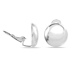 LeCalla 925 Sterling Silver Round Disc Clip On Earrings Non-Pierced Clip-On Stud Earring for Women