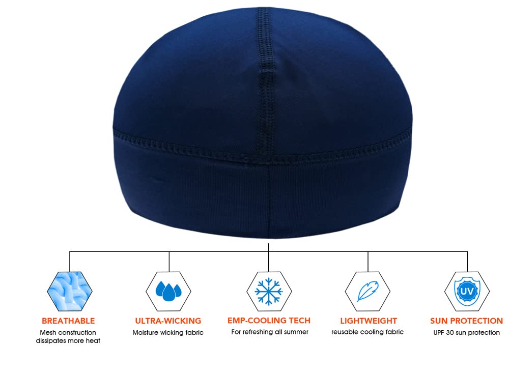 Low-Profile Cooling Helmet/Hard hat Liner, Stretch Working Cap, Summer Sweat Wicking Skull Cap, Running Beanie Sun Protection