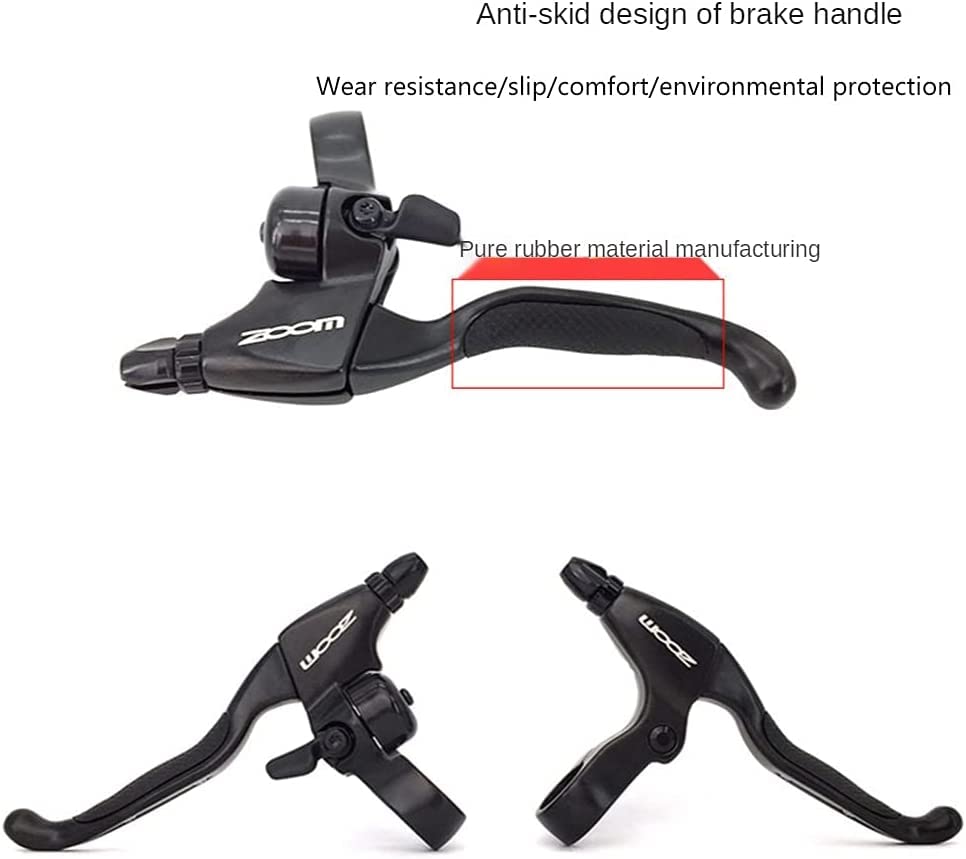 catazer MTB Disc Brake Lever Aluminum Alloy Disc Brakes Lever with Bell Mountain Bike Bicycle Brake Handle Crank Ring (1 Pair with Bell)