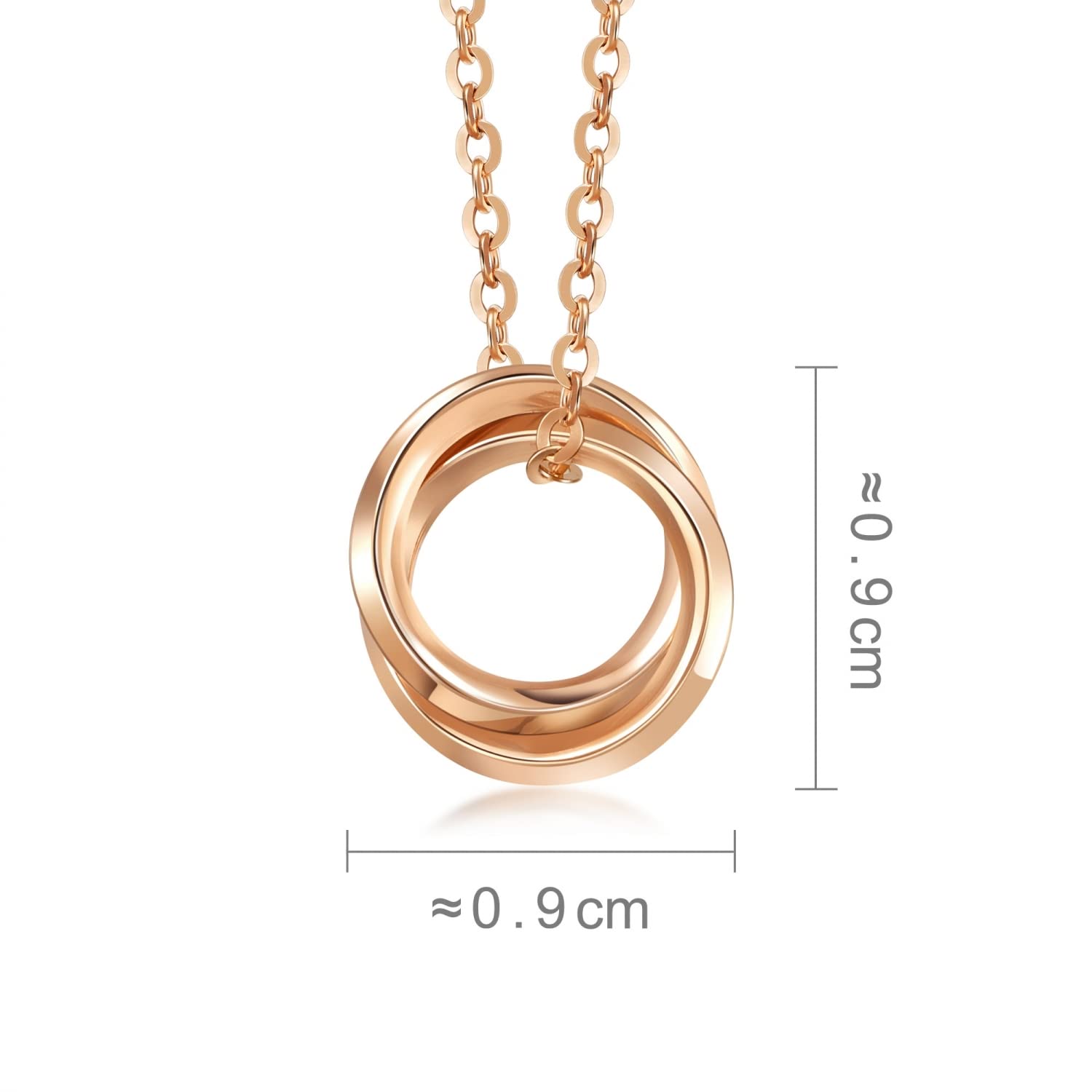 CHOW SANG SANG Delicate Gold 18K Rose Solid Gold Intertwined Circle, Loops Necklace for Women 91873U | 18.5 Inches, (47 CM)