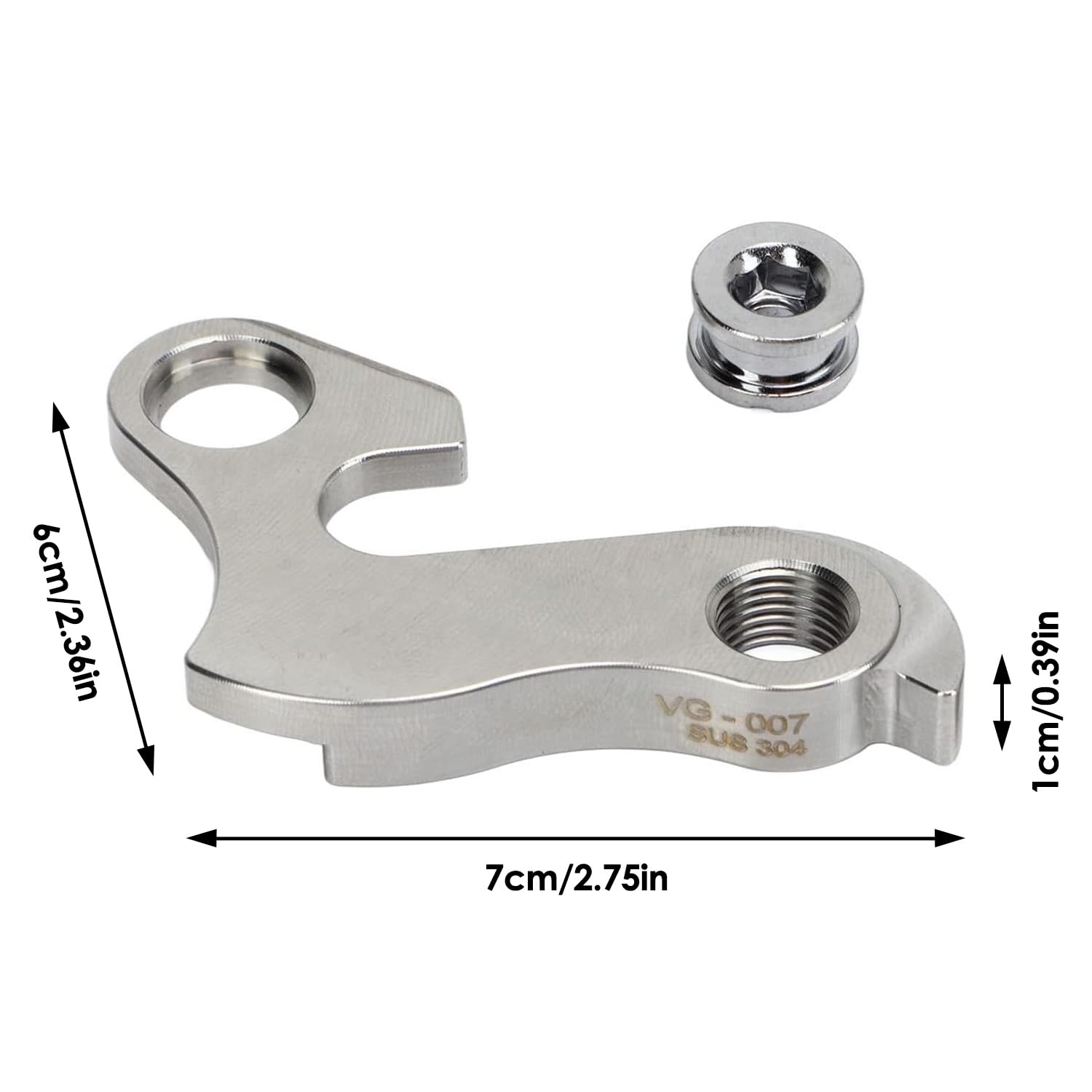 Tissting Universal Bike Rear Derailleur Hanger, Bike Tail Hook with Screw, Stainless Steel Bike Derailleur Hanger Frame Gear Tail Hook for Mountain Road Bikes