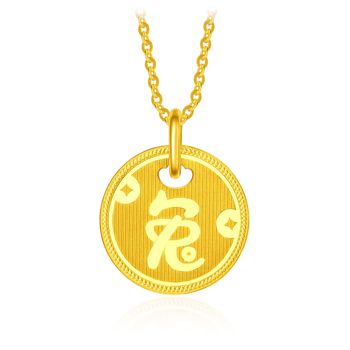 CHOW TAI FOOK 999 Pure 24K Gold Year of Rabbit Coin Bunny Necklace