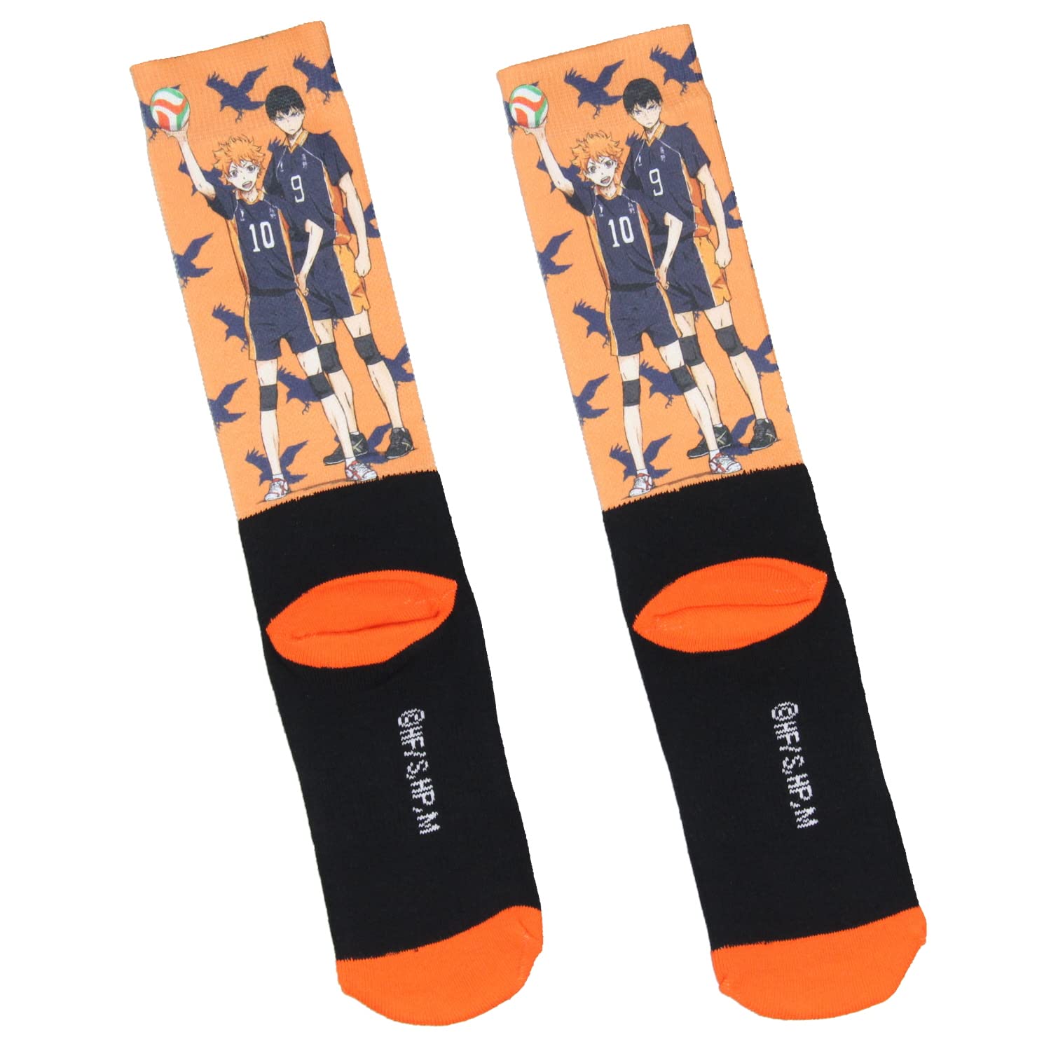 Bioworld Haikyu!! Socks Anime Manga Men's Karasuno High School Volleyball Mid-Calf Athletic Crew Socks