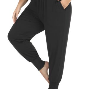 ZERDOCEAN Women's Plus Size Casual Yoga Joggers Comfy Workout Lounge Pants Black 5X