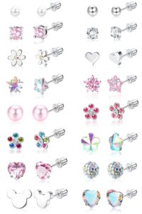 jstyle 16 pairs screw back earrings stud for women girls surgiacl steel 20g tiny cartilage cz heart flower star ball screwback flat back stud earrings set multicolored