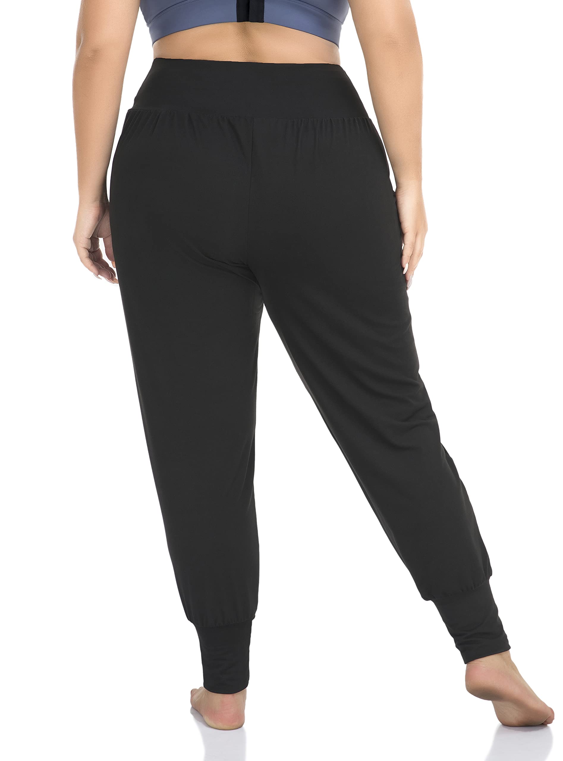 ZERDOCEAN Women's Plus Size Casual Yoga Joggers Comfy Workout Lounge Pants Black 5X