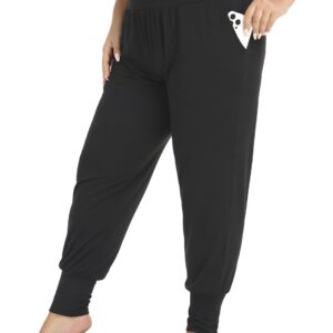 ZERDOCEAN Women's Plus Size Casual Yoga Joggers Comfy Workout Lounge Pants Black 5X